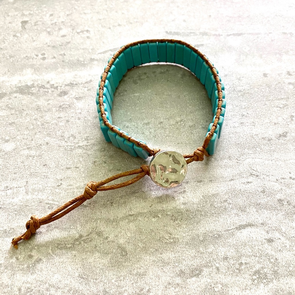 Handmade Artisan Turquoise Magnesite Bracelet - Picture 3 of 5